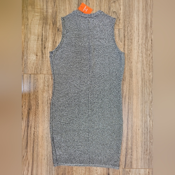 New Superdry Metallic Knit Mini Dress in GUNMETAL METALLIC - Picture 3 of 15